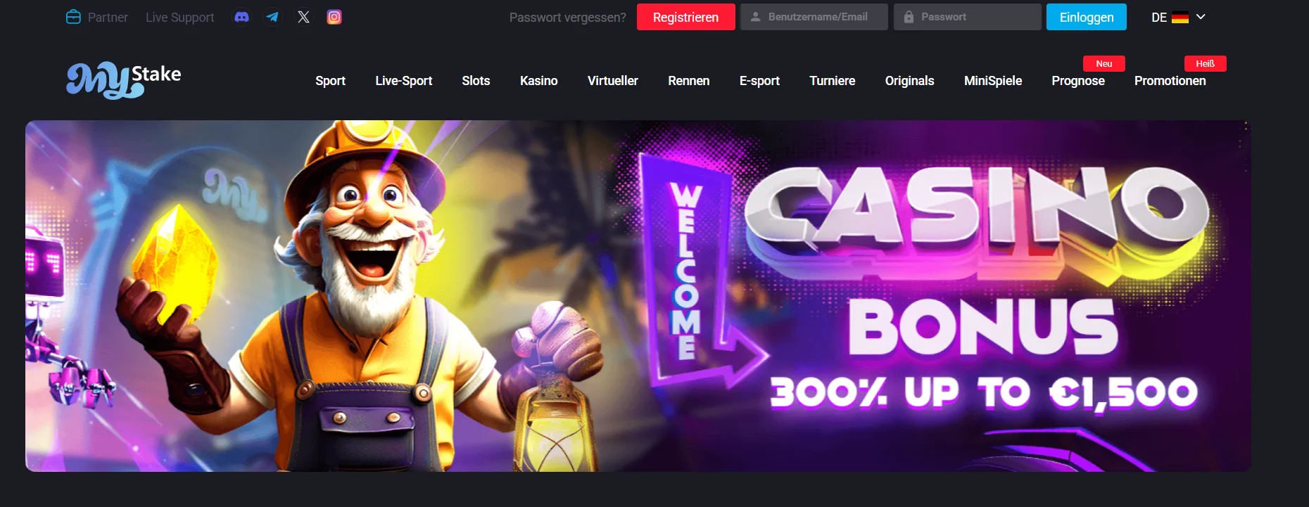 MyStake Casino Screen